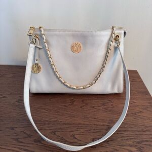 DKNY light grey leather shoulder bag